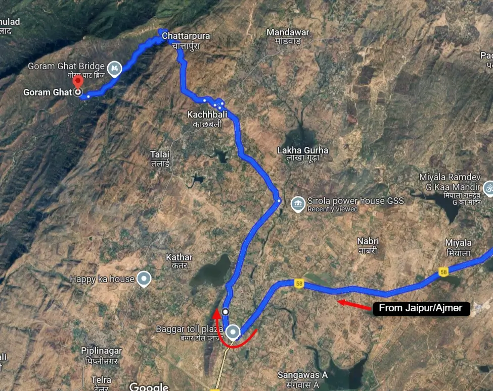 From Jaipur to Goram Ghat Google Map Directions